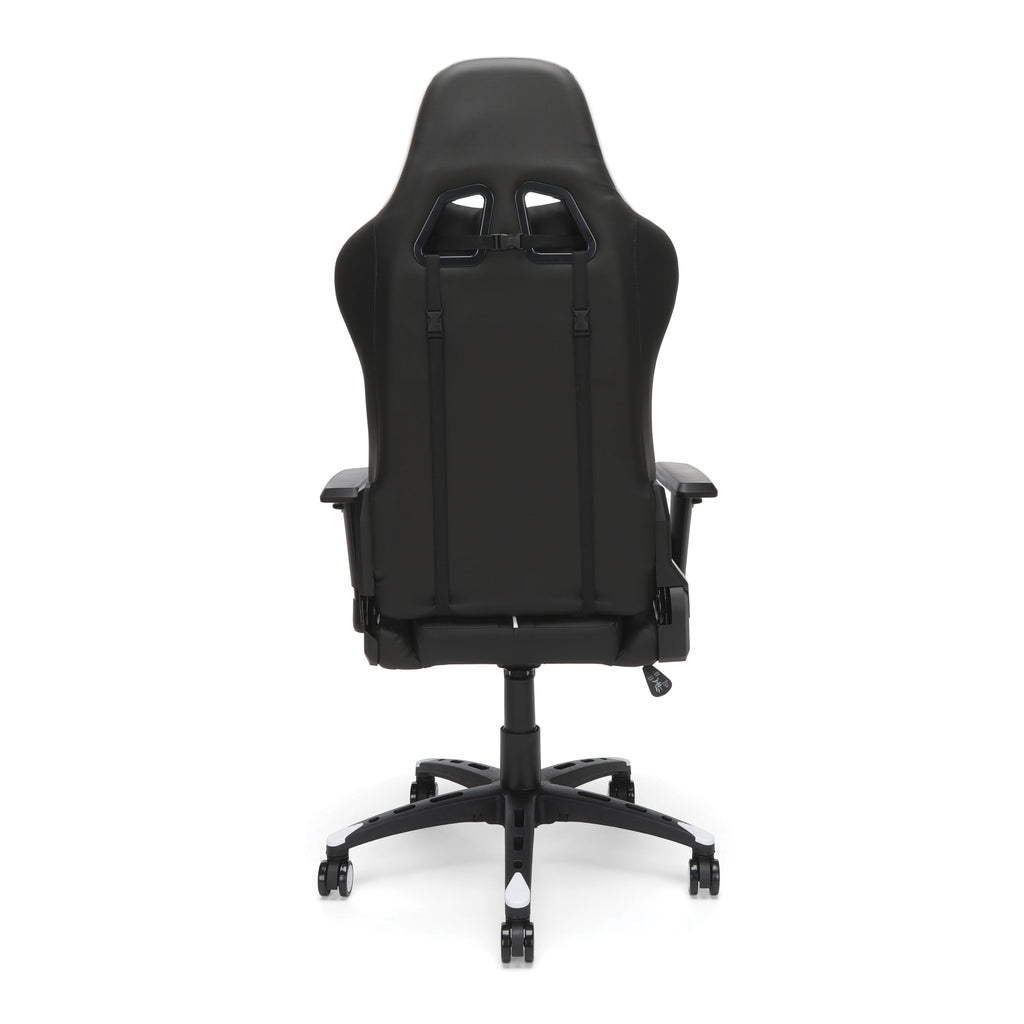 OFM Essentials Collection Racing Style Gaming Chair and 60" L-Shaped Desk, Office Bundle, in White/Black (PKG-W-E02-WH-BLK)