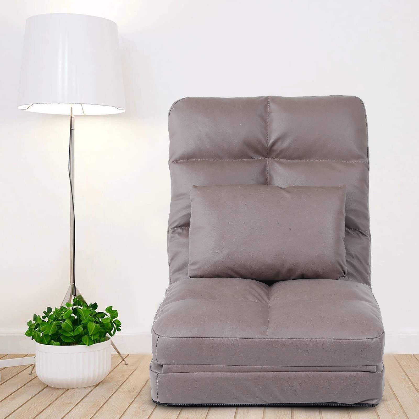 Floor Chair with Back Support for Adults Adjustable 14 Positions Video Game Chairs Foldable Floor Lounger with Pillow