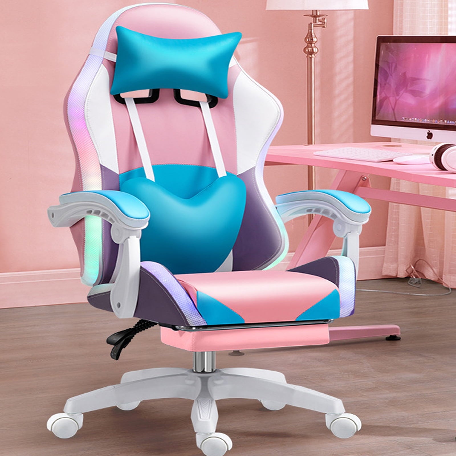 ZOnFRTO Gaming Chair Collection Ergonomic Adult Chair, High-Back Leather with Lumbar Support, Red