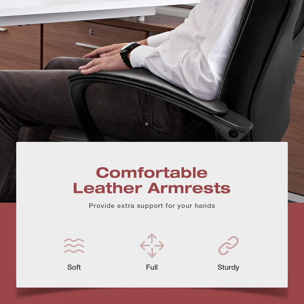 Furmax Faux Leather Gaming Chair Mid-Back Video Game Chair with Lumbar Support, Black