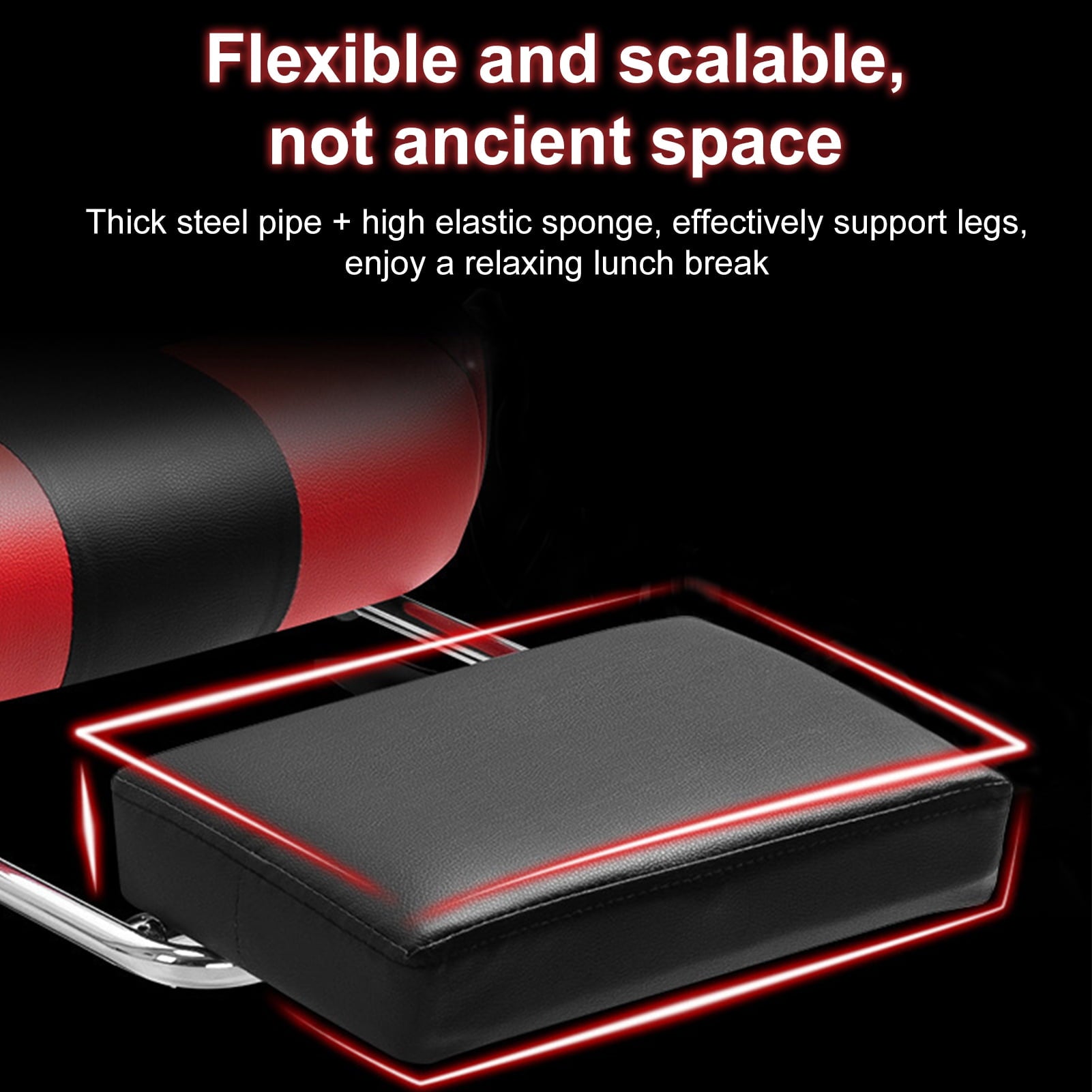 Zksm Gaming Chair, Computer Chair with Bluetooth Speakers,RGB Lights,Footrest and Lumbar Support, Height Adjustable Video Game Chair Office Desk Chair, Black & Red