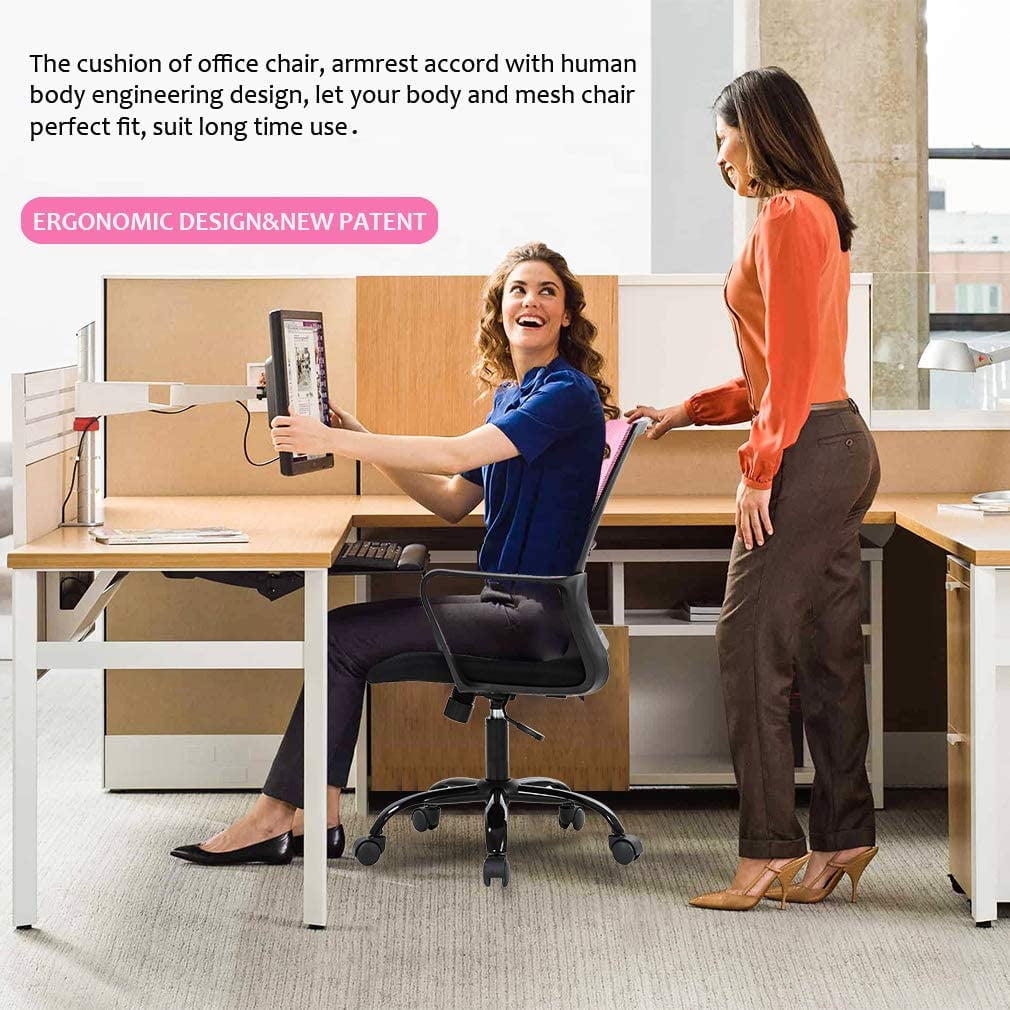 BestOffice Ergonomic Office Chair, Swivel Rolling, Lumbar Support for Women(Pink)
