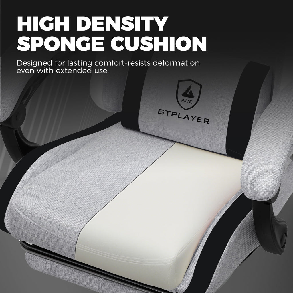 GTPLAYER Gaming Chair with Footrest, Computer Gaming Chair for Adults and Kids, Height Adjustable Gamer Chair with 90-155° Recline & Removable Headrest Lumbar Support,Gray