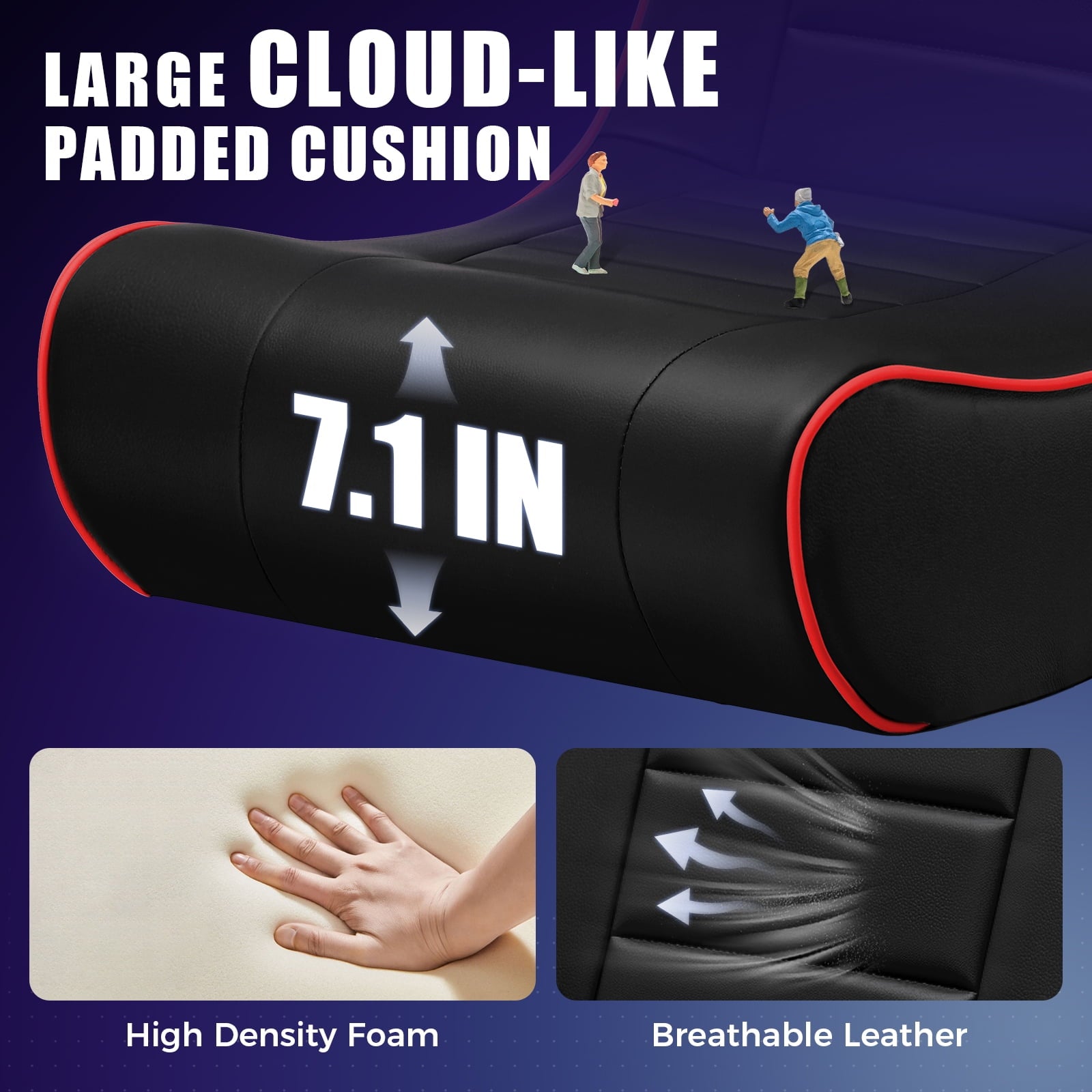 GTPLAYER Swivel Floor Gaming Chairs with Foldable Backrest for Teens,, Red