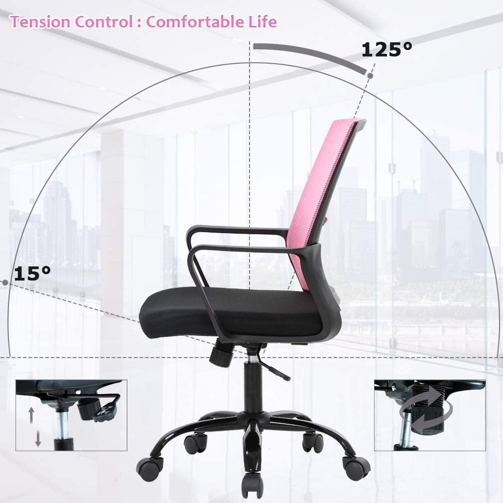 BestOffice Ergonomic Office Chair, Swivel Rolling, Lumbar Support for Women(Pink)