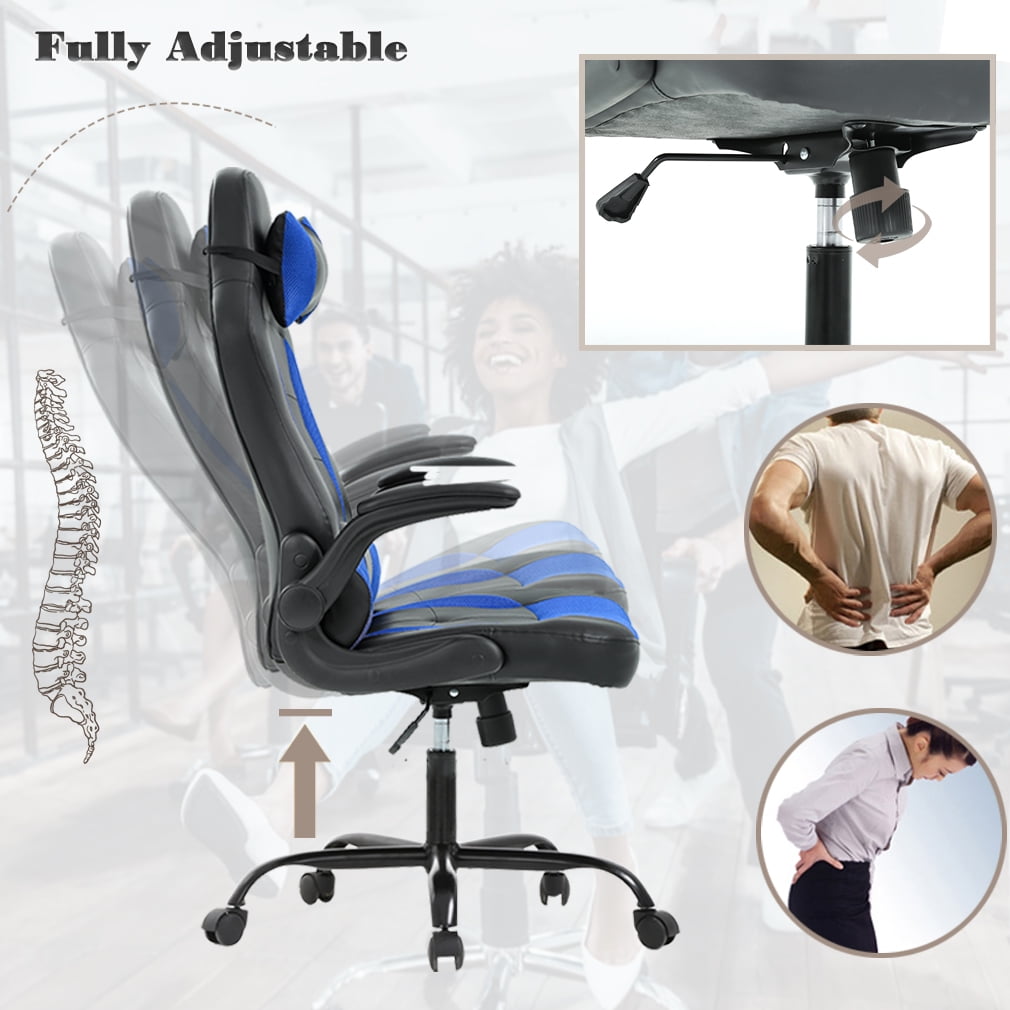 FDW Ergonomic Gaming Chair, Lumbar Support, Swivel Rolling for Women, Men(Blue)