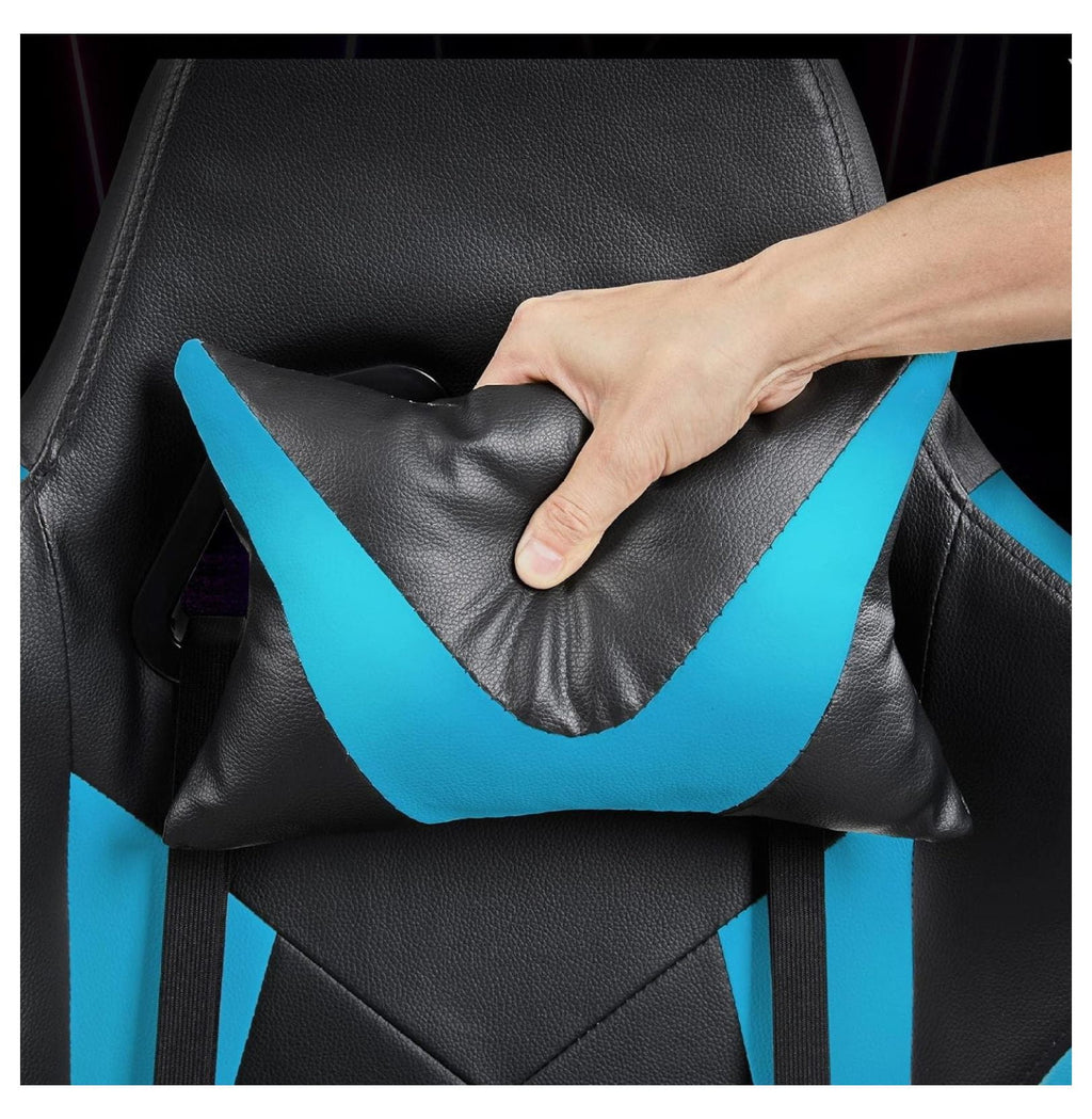 Alieon Video Game Chairs High Back Computer Gaming Chair Ergonomic Racing Office Chair with Lumbar Support Swivel Task Chair Neon Blue