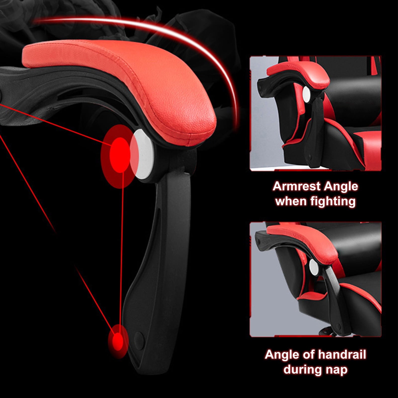 Zksm Gaming Chair, Computer Chair with Bluetooth Speakers,RGB Lights,Footrest and Lumbar Support, Height Adjustable Video Game Chair Office Desk Chair, Black & Red